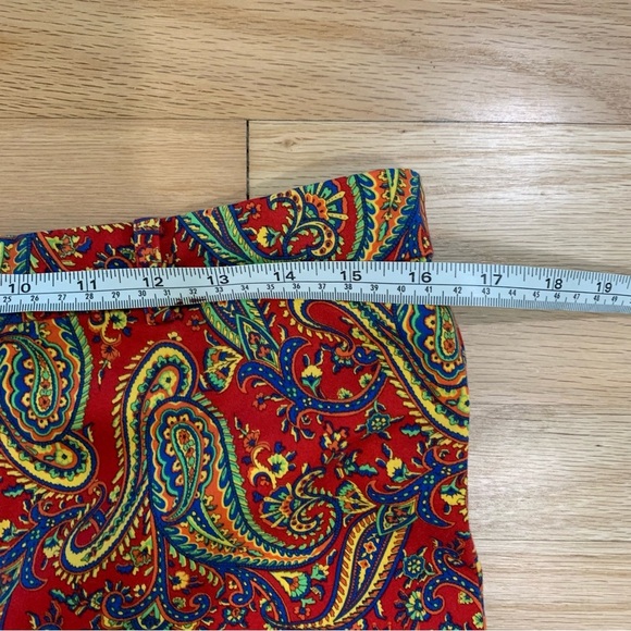 Lauren Ralph Lauren Vibrant Red Paisley Ankle Pants Preppy Business Size 10 - Picture 9 of 11